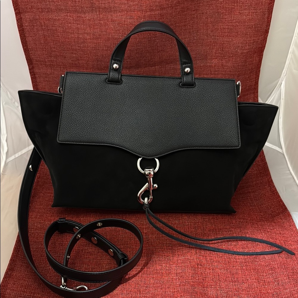 Rebecca Minkoff Black Leather Satchel with Silver Hardware